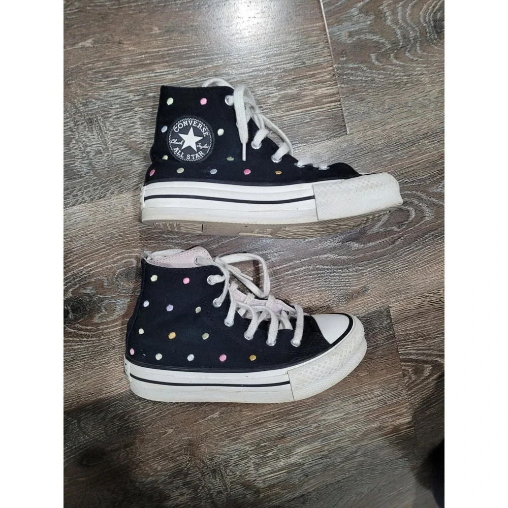 Converse‎ Chuck Taylor All Star Youth High Top Black Polka Dot A12609C 1Y #3